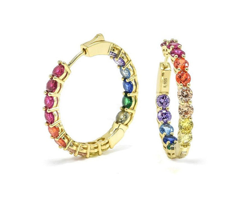 RAINBOW CRYSTAL HOOP earrings