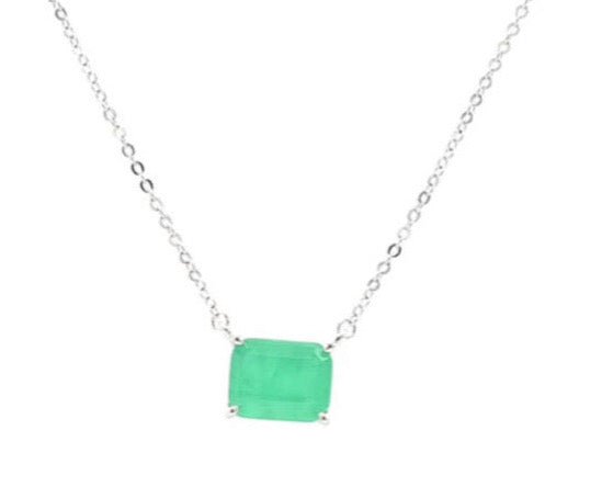 EMERALD SOLITAIRE SILVER necklace