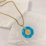 LIGHT BLUE GOOD FORTUNE JADE necklace