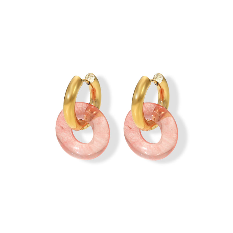 LOOPED PINK HOOP earrings