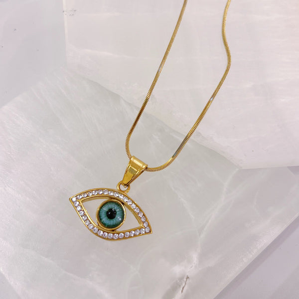 GREEN EVIL EYE necklace