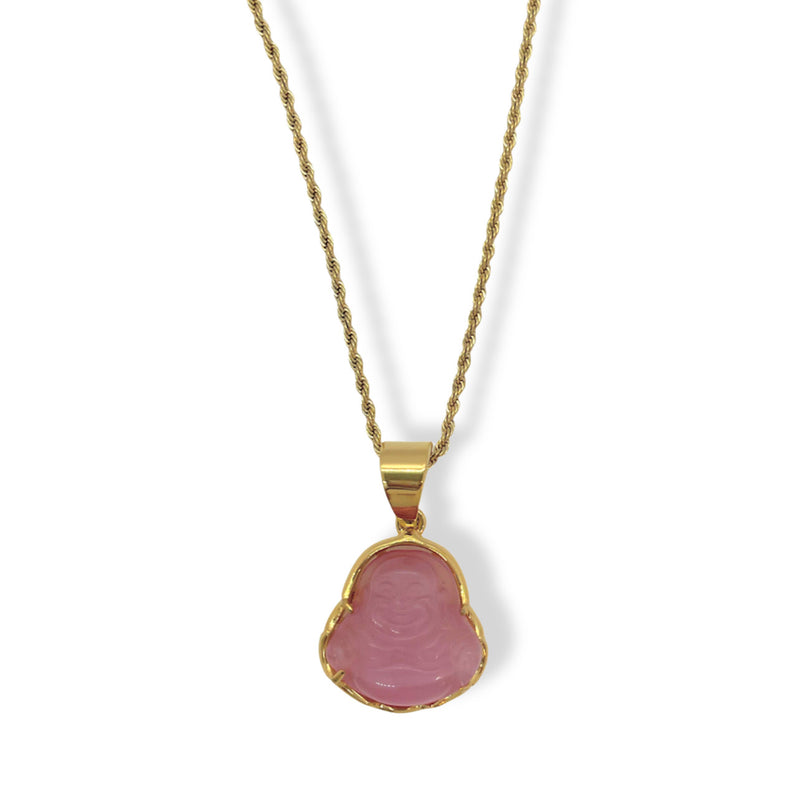 PINK BUDDHA MINI STEEL necklace