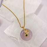 CIRCLE BUTTERFLY EMERALD STONE LAVENDER necklace