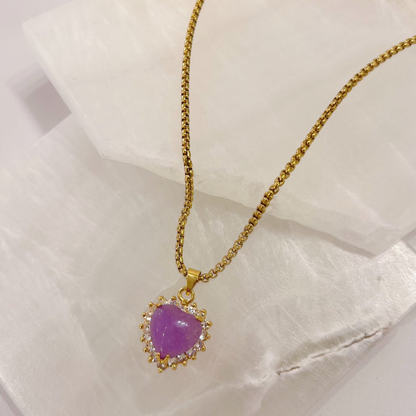 CRYSTAL HEART LAVENDER MINI necklace