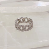 SILVER CUBAN CZ II ring
