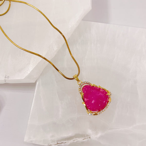 CRYSTAL BUDDHA FUCHSIA MINI necklace