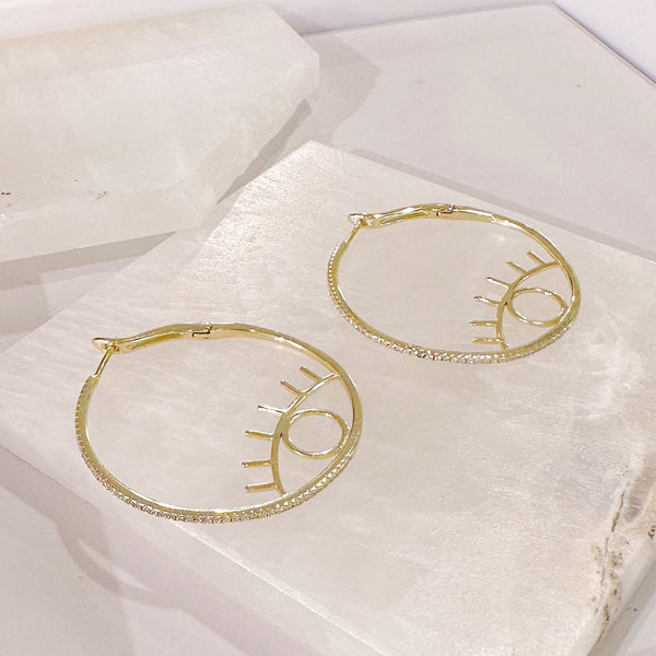 ABSTRACT EYE HOOP earrings