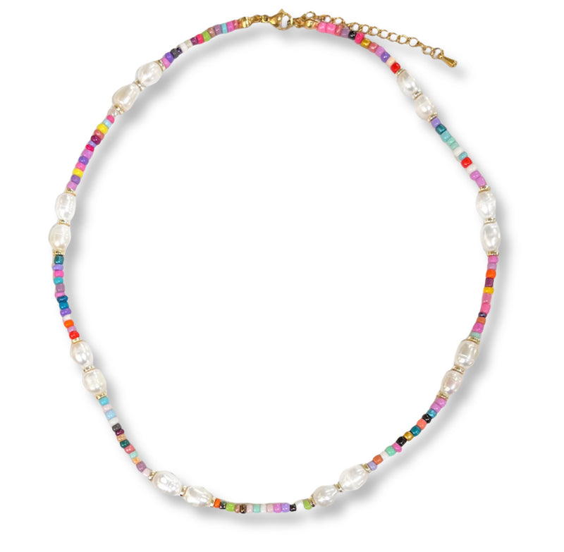 PEARL & COLOR BEADED II necklace