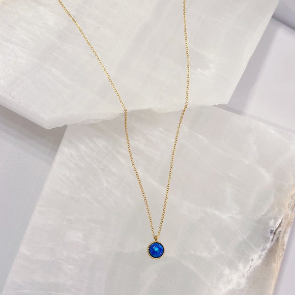 CIRCLE BLUE MOONSTONE SUPER MINI necklace