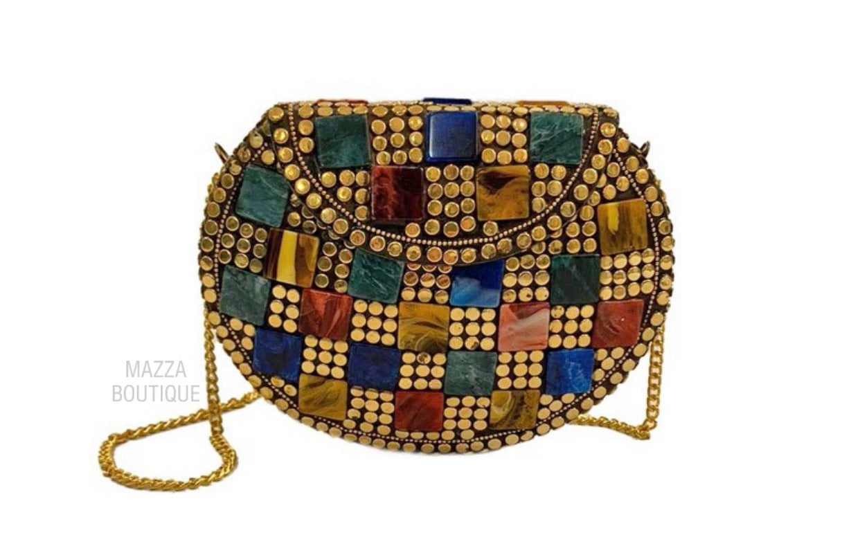 MULTICOLOR GOLD STONE handbag