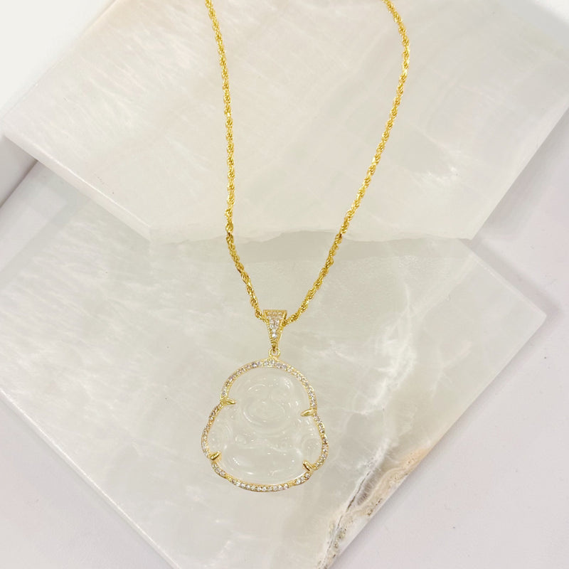 GOLD CRYSTAL CLEAR BUDDHA necklace