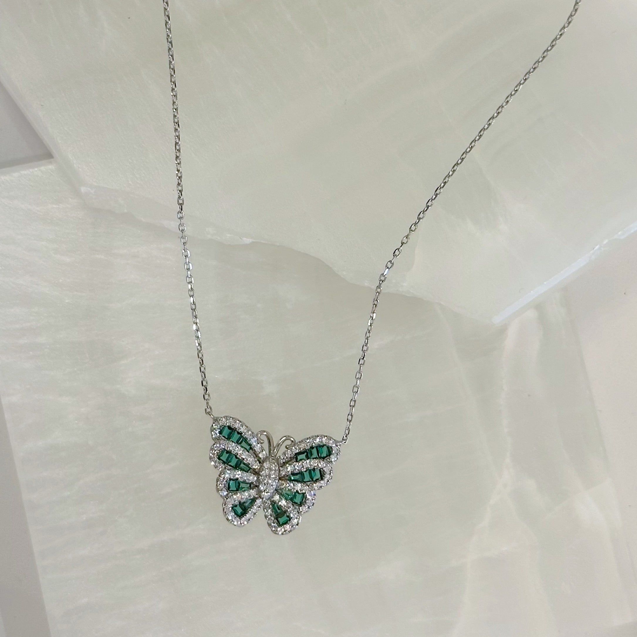 CRYSTAL EMERALD BUTTERFLY necklace