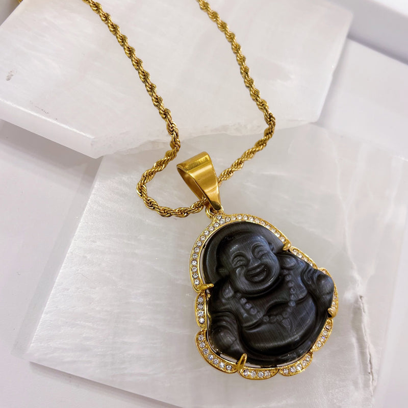 BLACK BUDDHA XL STEEL necklace