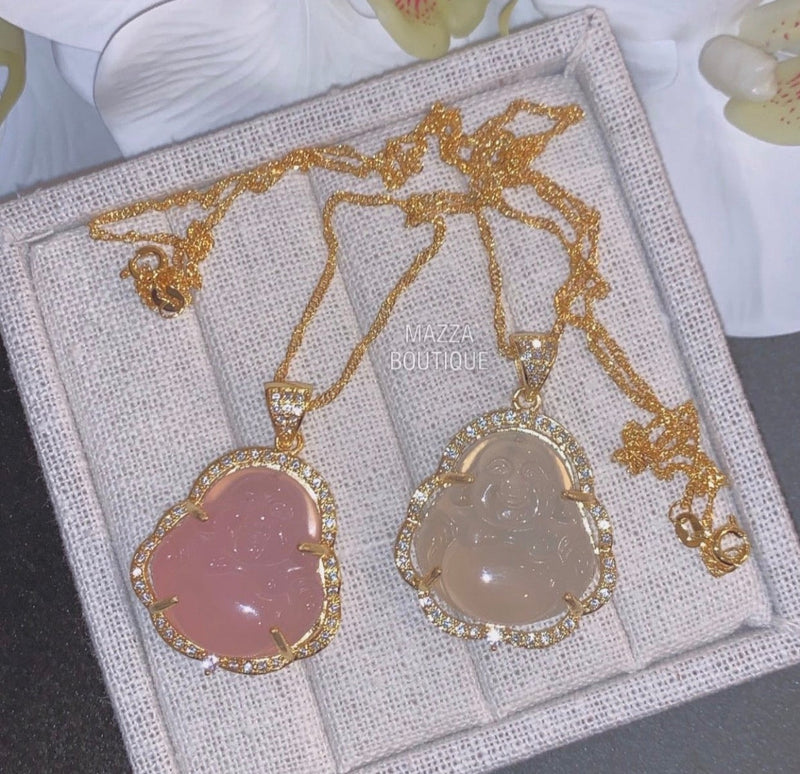 WHITE BUDDHA CRISIANT GOLD necklace