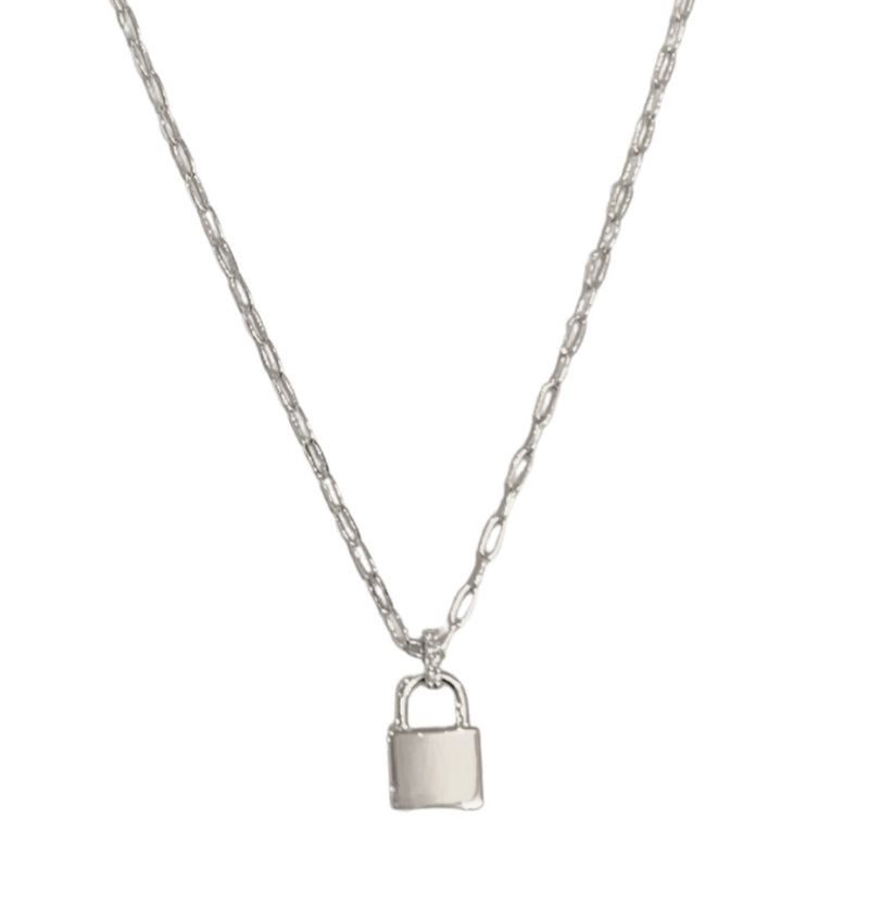 SILVER LOCK CHAIN LINK necklace