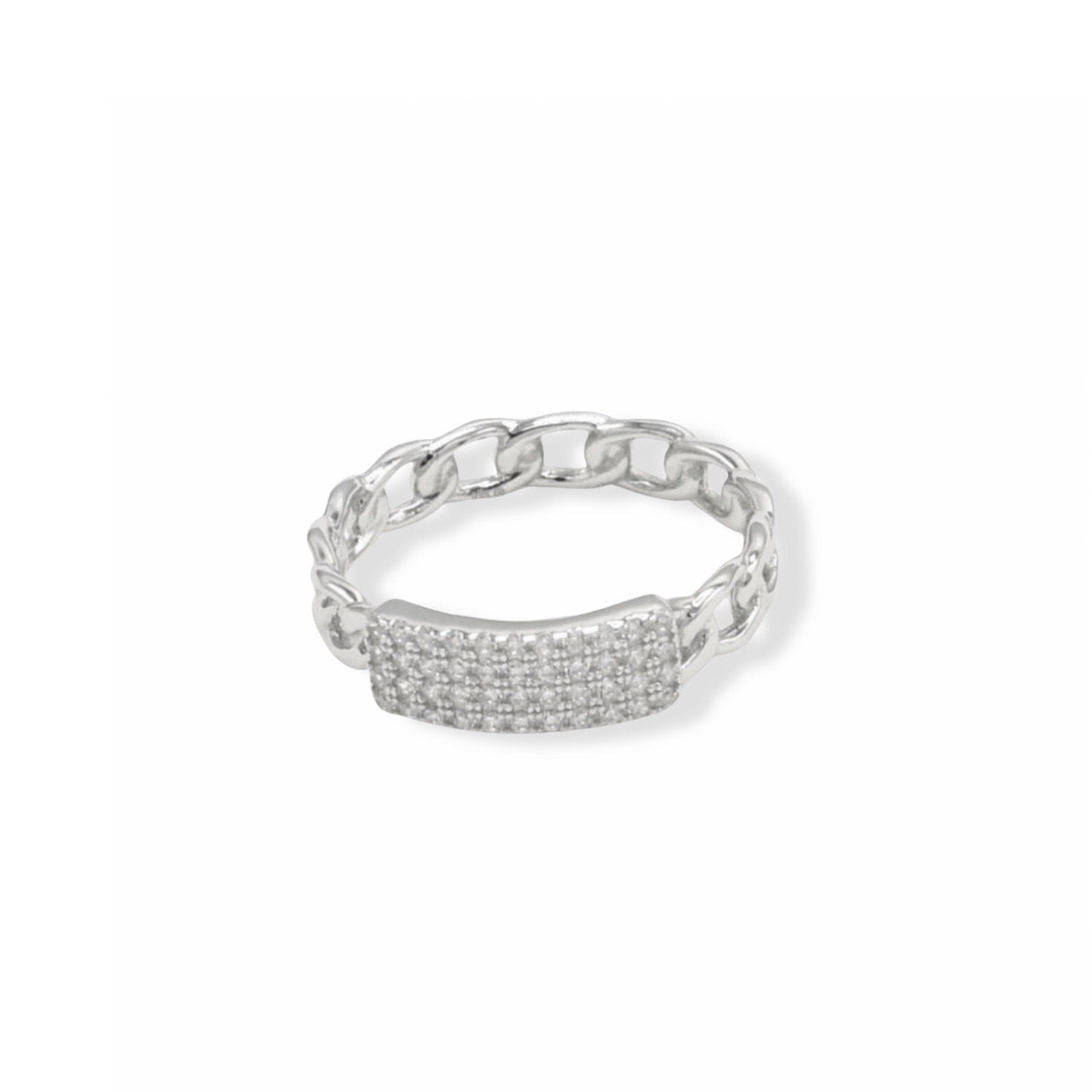 SILVER CUBAN CZ MINI ring