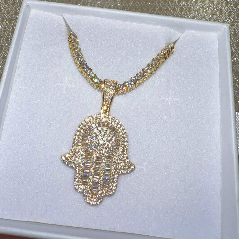 GOLD HAMSA II STERLING necklace