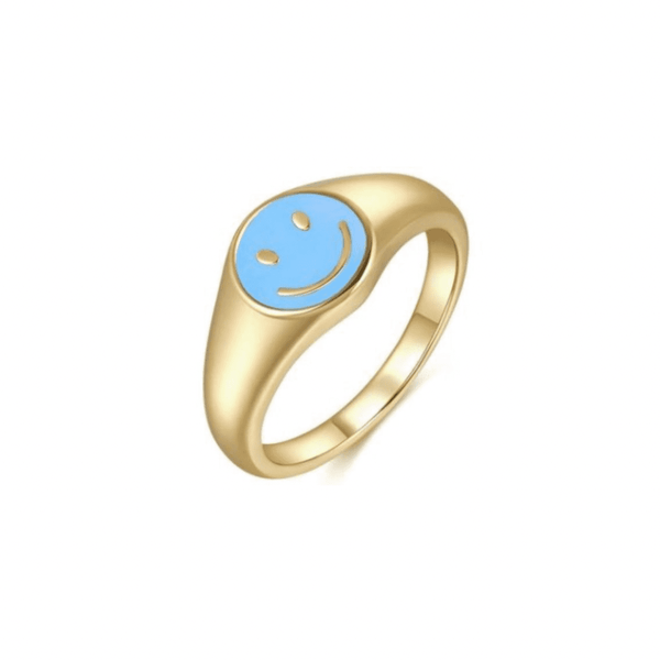 LIGHT BLUE SMILEY ring