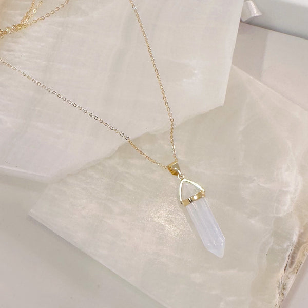 SELENITE AMULET necklace