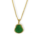 GREEN BUDDHA GOLD STEEL necklace