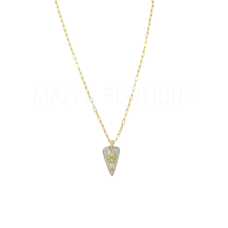 MOTHER OF PEARL HEART CHAIN LINK necklace