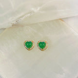 HEART JADE STUD MINI earrings
