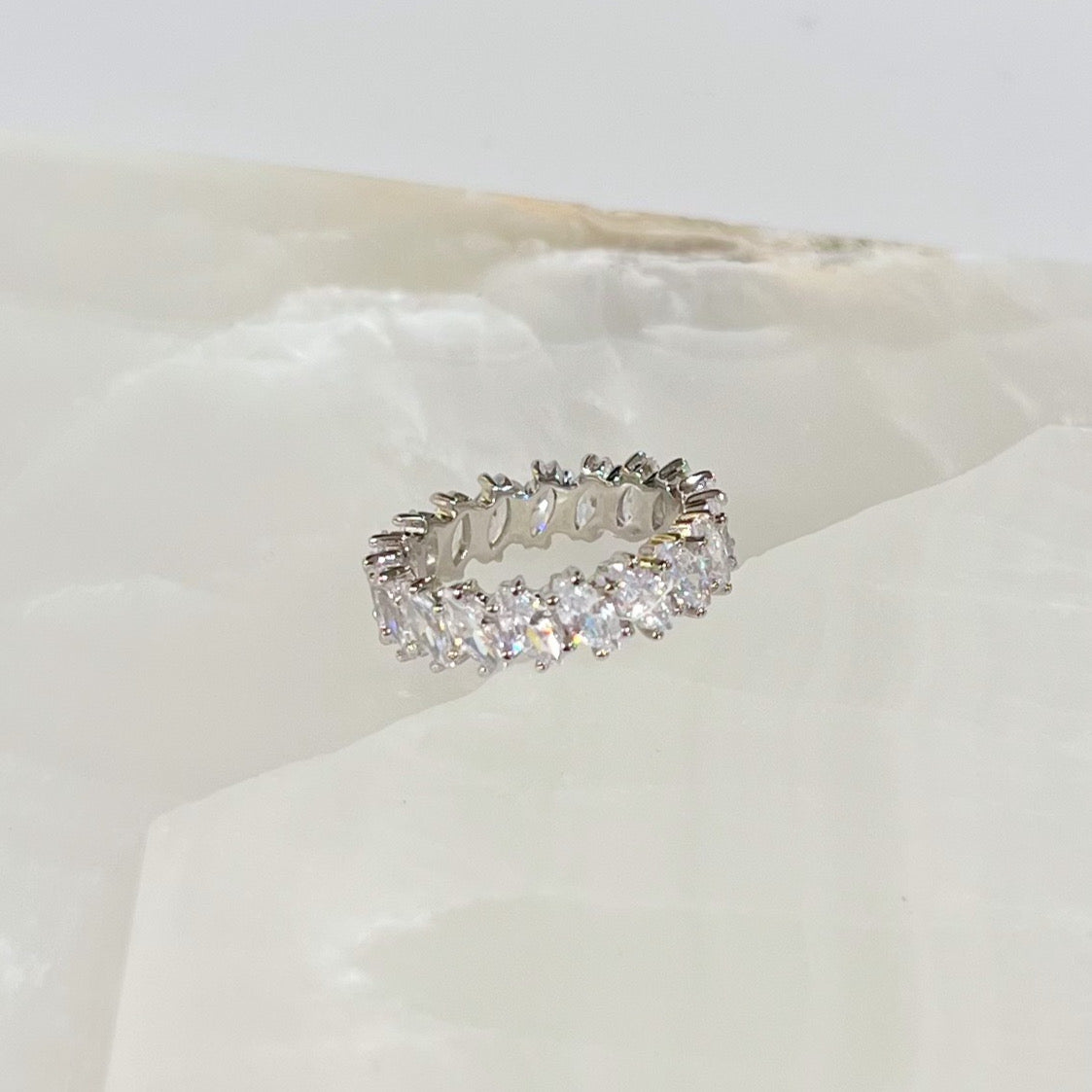 SILVER RAYAN MARQUIS ring