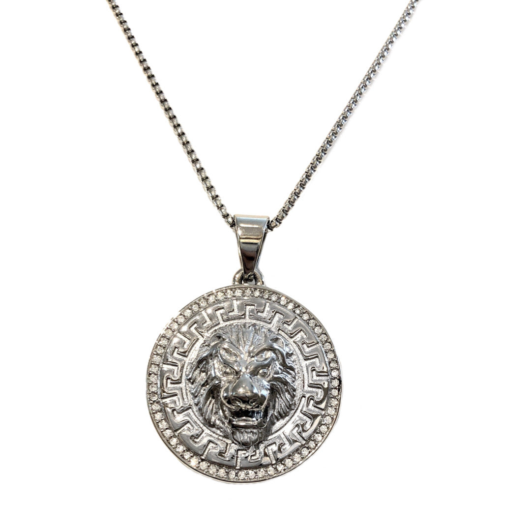 LION HEAD SILVER necklace