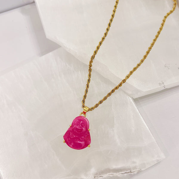 GOOD LUCK BUDDHA FUCHSIA MINI necklace