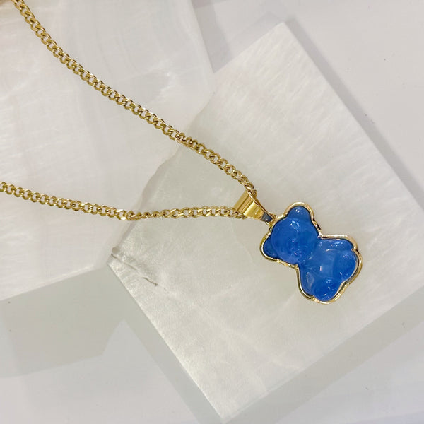 BLUE TEDDY BEAR necklace