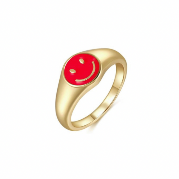 RED SMILEY ring