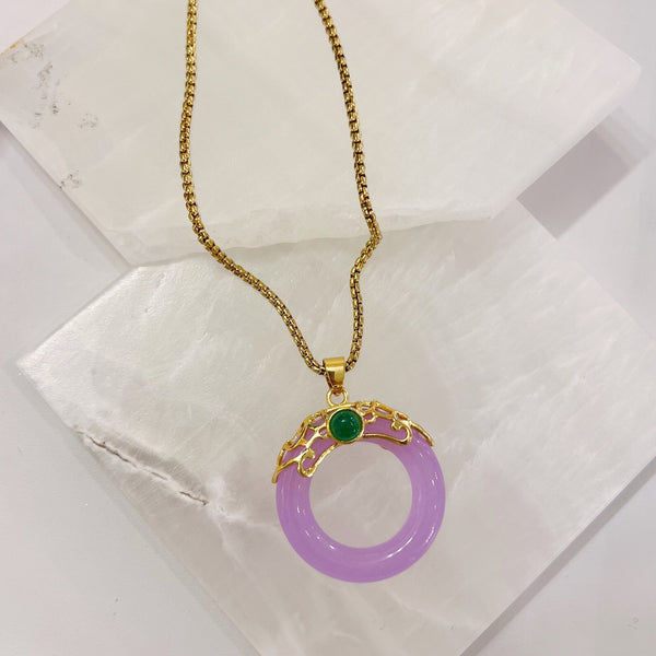 ANYA GREEN STONE LAVENDER necklace