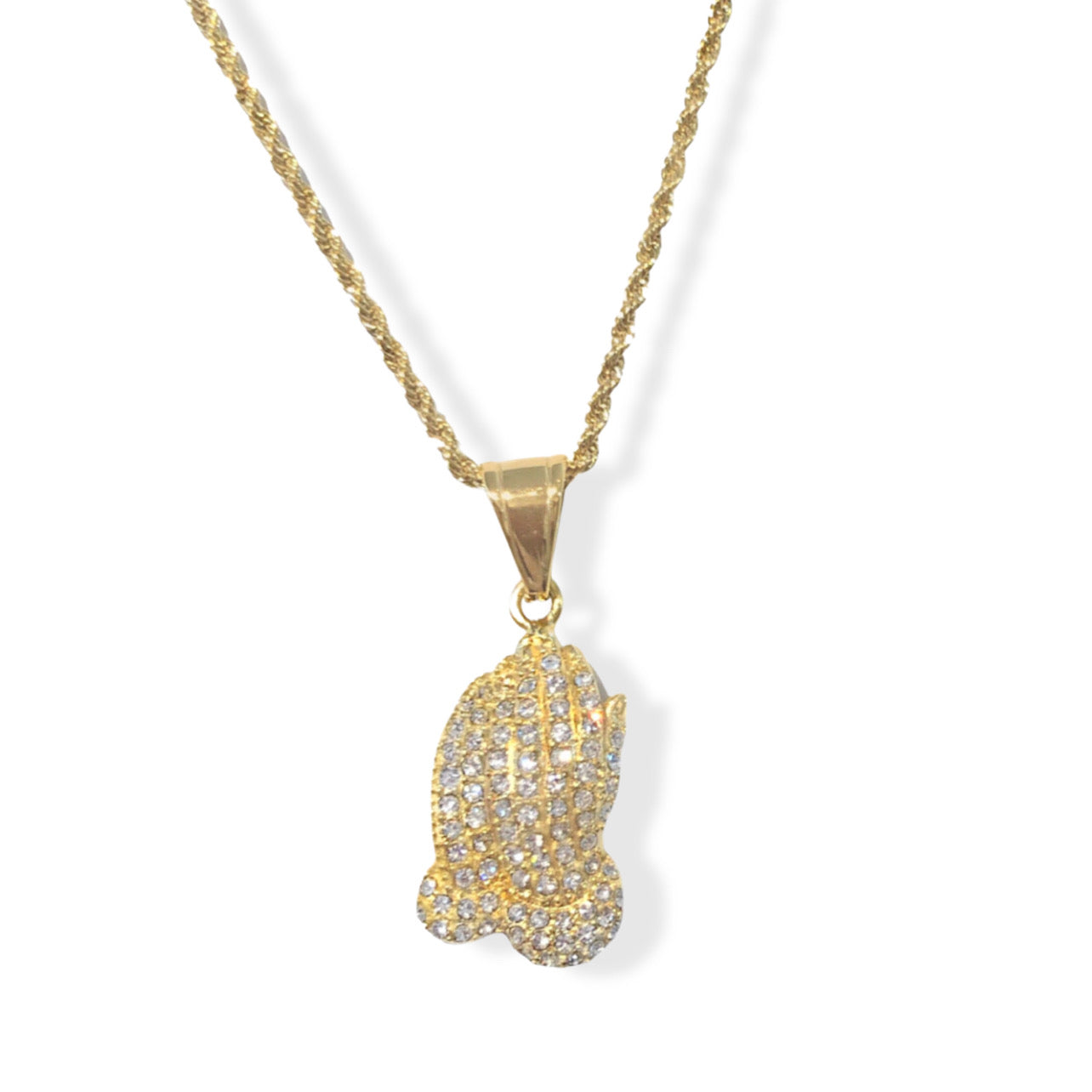 PRAYING HANDS CRYSTAL necklace