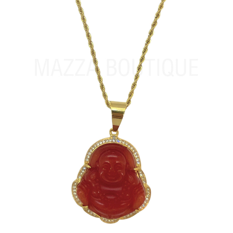 RED BUDDHA XL STEEL necklace
