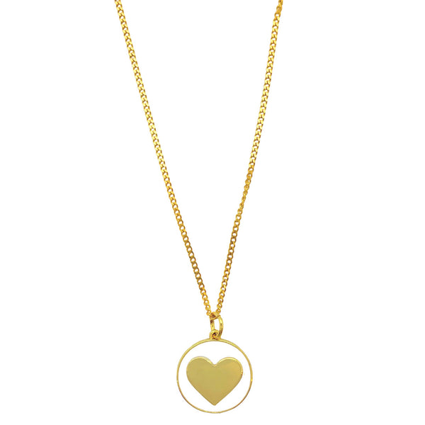 ENAMEL WHITE HEART CIRCLE necklace