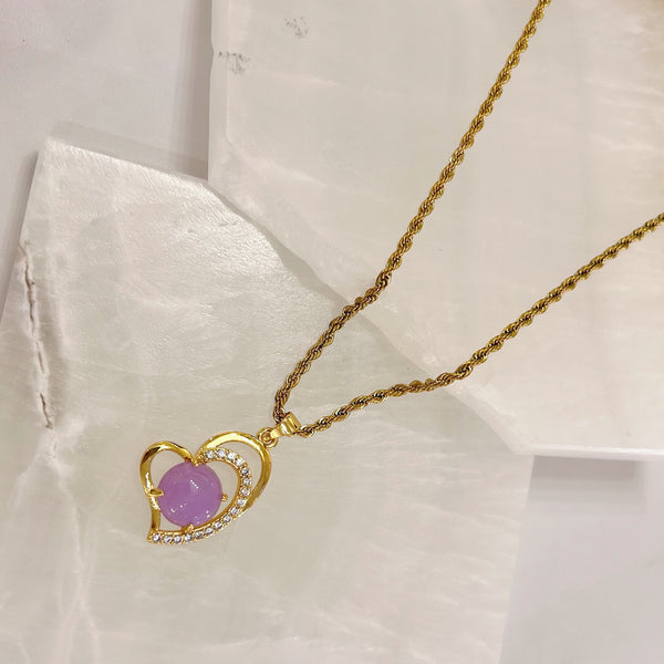 DOUBLE HEART LAVENDER necklace