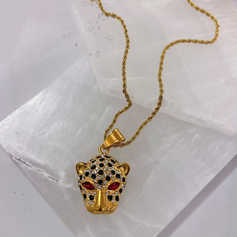 RED EYE PANTHER HEAD necklace