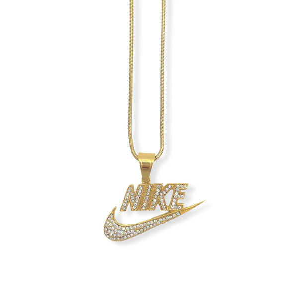 SWOOOSH CRYSTAL GOLD necklace