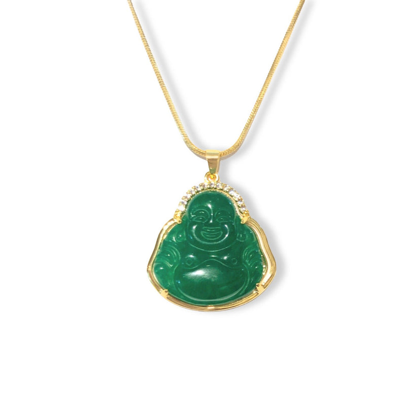 Amazon.com: Happy Laughing Buddha Blue Jade Pendant Necklace Cuban Chain  Genuine Certified Grade A Jadeite Jade Hand Crafted, Jade Necklace, 14k Gold  Filled Laughing Jade Buddha necklace, Jade Medallion (18): Clothing, Shoes