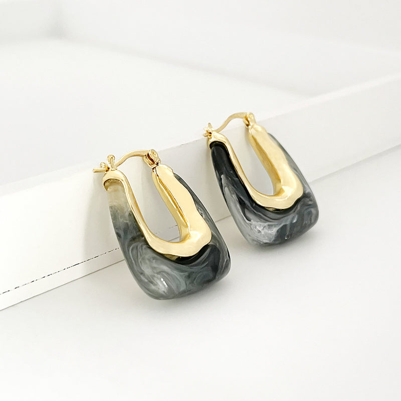 BLACK & GOLD HOOP earrings