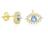 CRYSTAL SAPPHIRE EVIL EYE STUD earrings