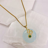 CIRCLE BUTTERFLY BLUE JADE necklace