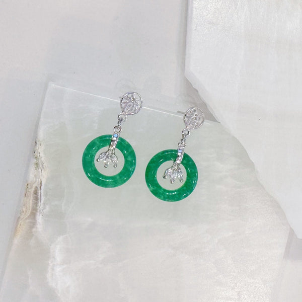 SILVER CIRCLE JADE earrings