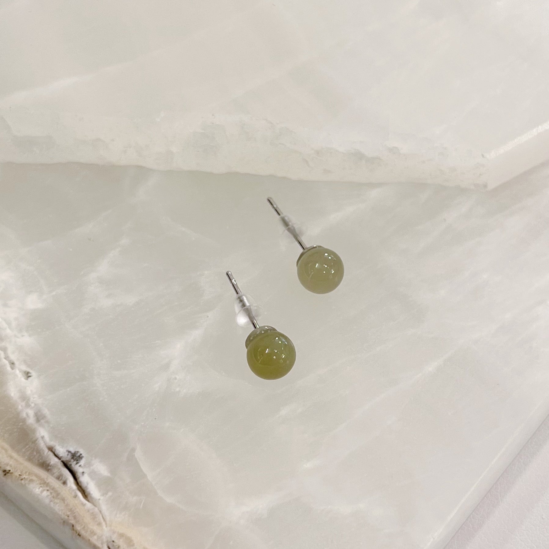 GREEN JADE STUD earrings
