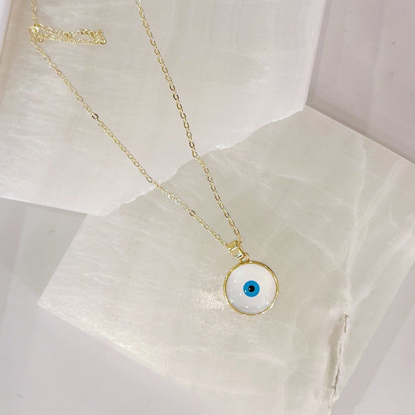 WHITE EVIL EYE necklace