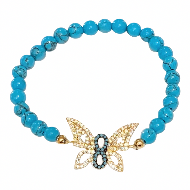 LARGE BUTTERFLY TURQUOISE BEAD bracelet