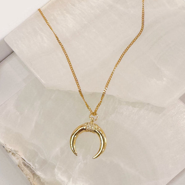 GOLD CRESCENT HORN necklace