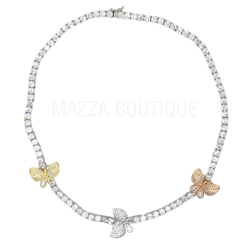 BUTTERFLY TRICOLOR TENNIS necklace