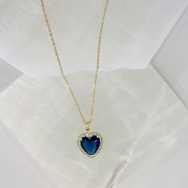 BLUE SAPPHIRE CRYSTAL HEART necklace