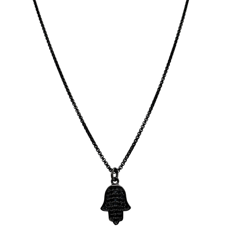 BLACK ONYX HAMSA SUPER MINI necklace